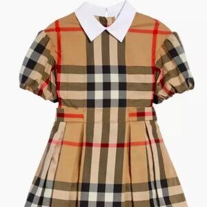 Burberry Big Girl Barbara Check Stretch Dress, Archive Beige Tan Red, Sz 10Y NWT